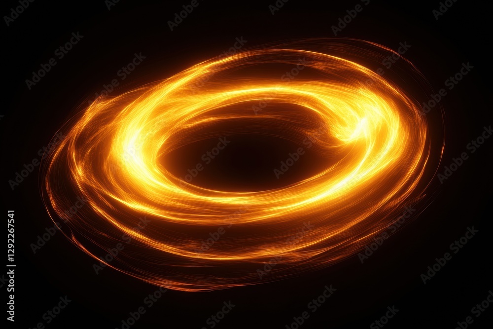 Poster Swirling energy flows in abstract glowing gas patterns illuminating the dark space around. Generative AI