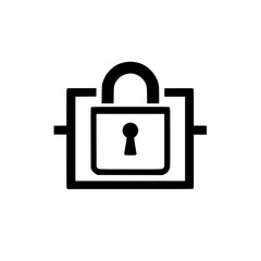 Simplified security lock icon:  Illustrative representation of a padlock, symbolizing security, data protection, and privacy, shown in black and white, on a white background.