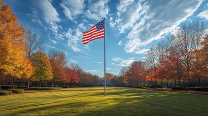 Fototapeta premium A picturesque sunny day accentuates the patriotic flag's colors