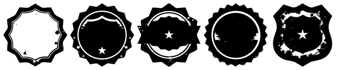  Grunge Badge Brush Bundle Unique Silhouettes for Urban and Vintage Themed Designs