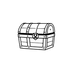 Black and White Chest: Illustration of an open treasure chest, minimalist style on a white background.