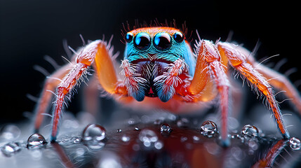 Fototapeta premium Extreme Close Up of a Colorful Jumping Spider