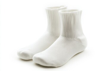 White crew socks displayed alone on a bright white background for an aesthetic look