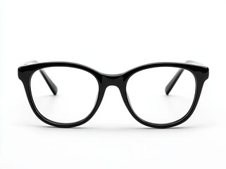 Isolated rear view of glasses featuring black frames on a translucent background