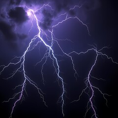 Dark thunderstorm sky illuminated by branching lightning, cielo de tormenta oscura iluminado por rel&aacute;mpagos ramificados lightning in the night sky