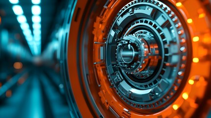 Futuristic-abstract-design-featuring-intricate-gears-and-mechanics-in-vibrant-orange-and-blue-tones-creating-a-dynamic-atmosphere