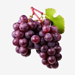 Fototapeta premium Fresh, juicy grapes cascade elegantly, showcasing their vibrant hues and plump texture on a clean white backdrop.