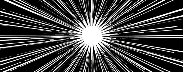 Classic monochrome starburst, radiating lines Retro graphic design element , noise, elegant, sharp