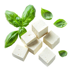 feta cheese with herbs, transparent background