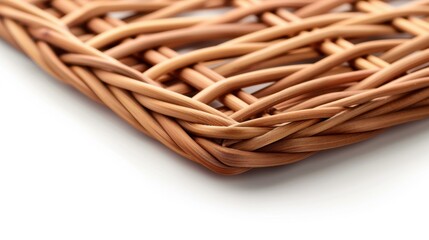 Discover the elegance of this wicker placemat, perfect for adding chic texture to your dining setup on a white backdrop.