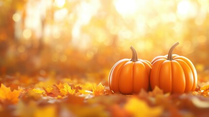 Experience the essence of autumn with vibrant pumpkins amidst colorful leaves. Captivating fall hues create a festive atmosphere.