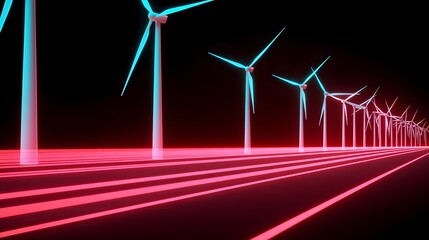 Futuristic-Wind-Turbines-with-Neon-Lights-and-Dynamic-Landscape-in-a-Vibrant-Energy-Scene-at-Night
