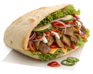 Doner Kebap isolated on transparent background for PNG