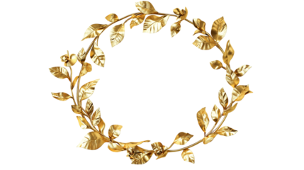 gold laurel wreath isolated on white background , transparent png