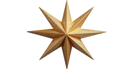 golden christmas star decoration isolated on white background , transparent png 