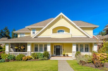 Two story luxury house with beautiful summer  landscape in Vancouver, Canada, North America. Day...