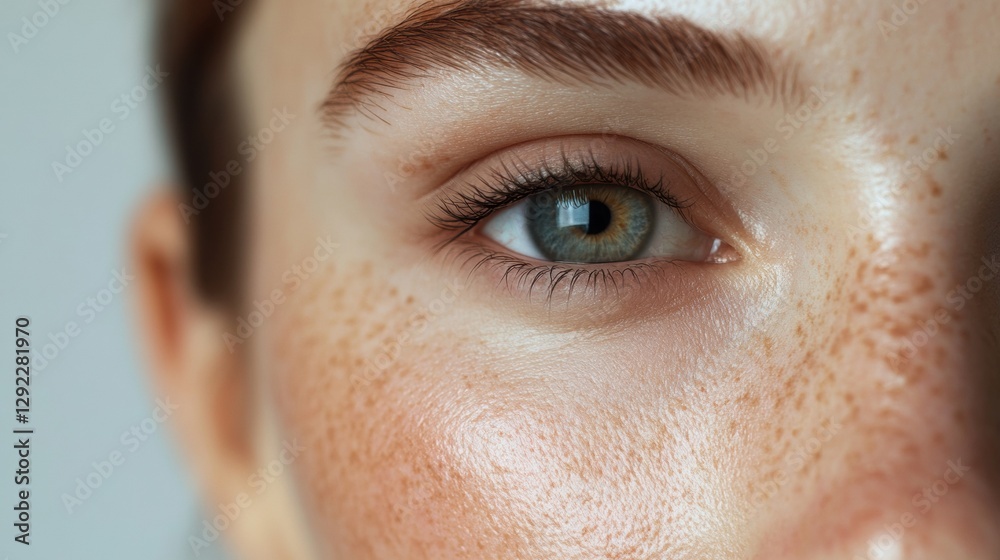 Aufkleber Womans face with contrast of drawn lines and smooth skin in a medical style approach highlighting age and beauty. Generative AI