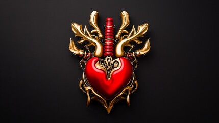 Intricate steampunk-inspired heart design with gold accents. A captivating blend of artistry and engineering.