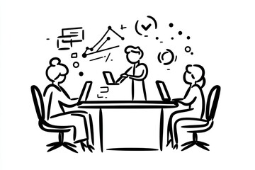 Fototapeta premium Business meeting sketch, team discussion