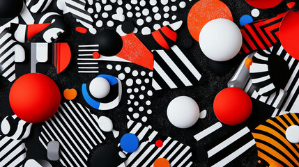 Fototapeta premium Vibrant abstract shapes and memphis pattern design for creative projects