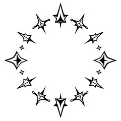 Black and white geometric star ring, minimal and symmetrical in appearance.