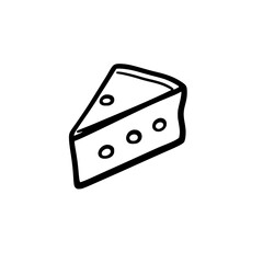Isolated image of a cheese wedge, a simple illustration.