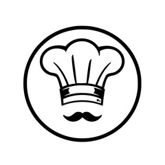 Chef Hat & Moustache: Monochromatic Icon