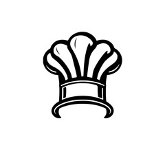 Chef's Hat Icon: Classic and elegant monochrome emblem of a chef's hat on a plain white background.