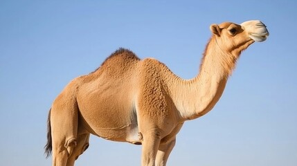 Desert camel profile against clear sky.  Possible stock photo use