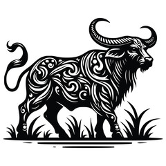 Obraz premium Awesome Flat Vector Buffalo Design Generative AI