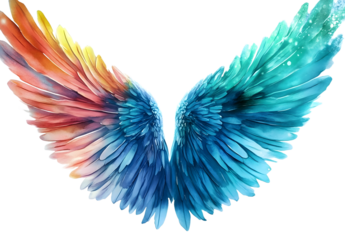 Beautiful magic watercolor wings, symbol of freedom