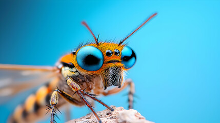 Extreme Macro Photography Of Spider Eye With Vivid Blue And Orange Hues