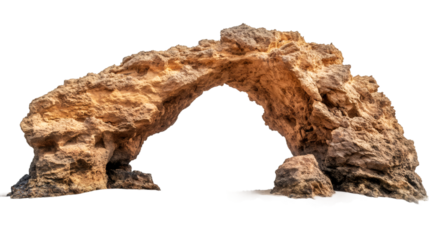 Weathered stone arch revealing geological erosion processes, highlighting natural sculptural shapes against minimalist backdrop