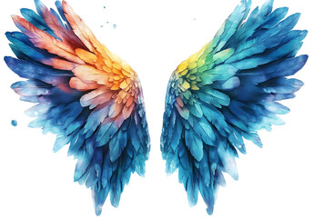 Beautiful magic watercolor wings, symbol of freedom