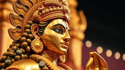 Obraz premium Watercolor illustration of lord murugan gold statue