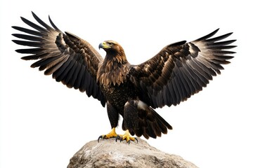 Obraz premium Golden Eagle Soaring, Rock Perch