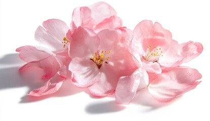Delicate Pink Cherry Blossom Petals on White Background