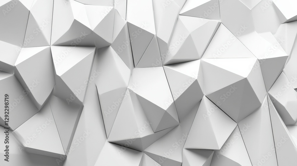 Poster abstract geometric pattern of white triangular shapes creating a three-dimensional effect