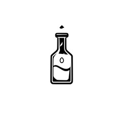 The bottle silhouette with a drop in it is in a clean design.
