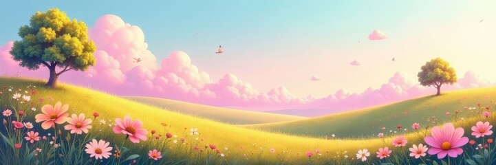 Abstract summer landscape with pastel gradients , backdrop, subtle
