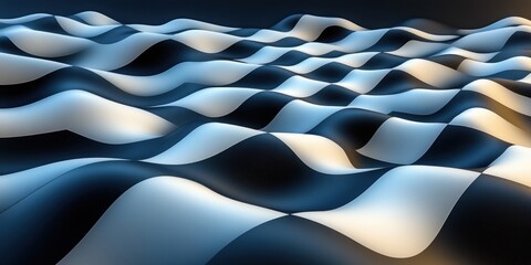 Black and White Abstract Checkerboard Pattern with Geometric Shapes and Transformed Edges Texture Background