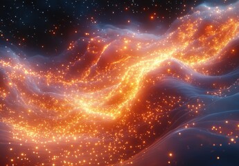 Obraz premium Cosmic Abstract Background Shimmering Particles Glittering Light Swirling Colors Ethereal Texture