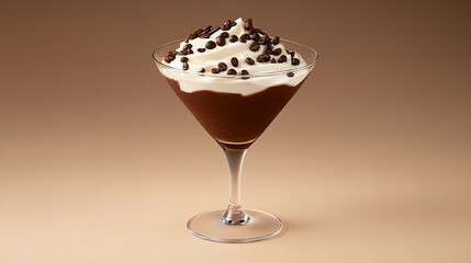 Indulge in this decadent chocolate dessert, topped with whipped cream and coffee beans. A perfect treat for any occasion!