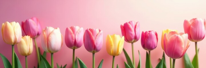 Fototapeta premium Pastel tulips, soft abstract background, spring joy, beauty, canvas, peaceful