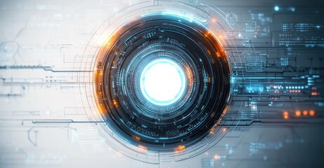 Futuristic Circular Design with Geometric Patterns and Circuit Lines for Modern Technology Background