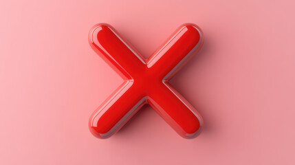 Fototapeta premium large red X mark on pink background, symbolizing rejection or error