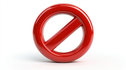 Bold red prohibition sign with circular shape and diagonal line, symbolizing restriction and warning