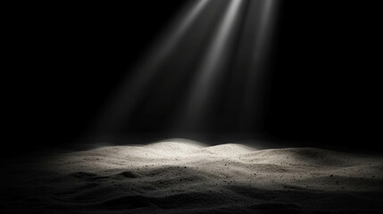 Atmospheric scene of falling sand with dramatic lighting