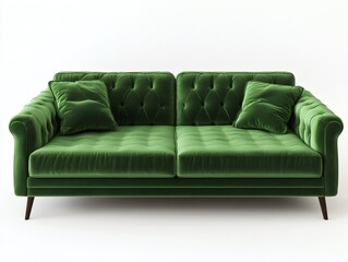 3D Render of a Green Velvet Sofa in a Contemporary Living Room
