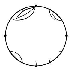 Symbolic floral arrangement in a circle with diamonds and leaves.